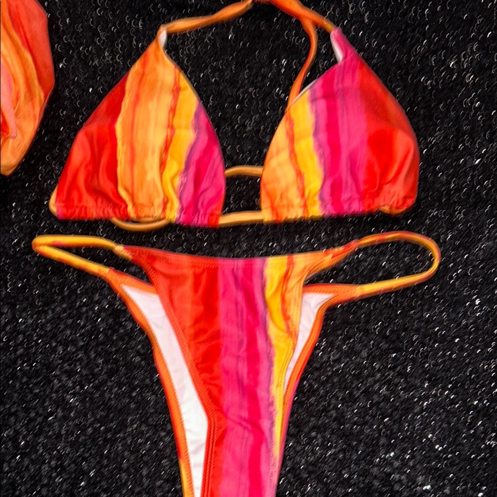 Miami Swim Vibrant Orange and Pink Bikini Cover Up Comes With It